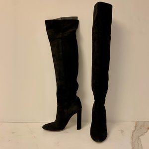 DIOR Black Suede Thigh High / OTK “Pleats”Boot